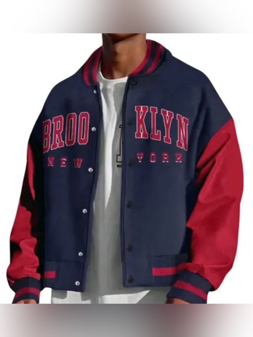 Varsity jacket Size 2xl men New York coat Button Up Blue Bomber